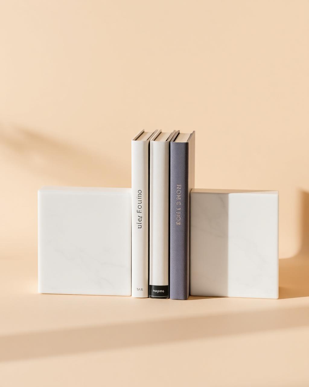Atelier pair of white marble bookends