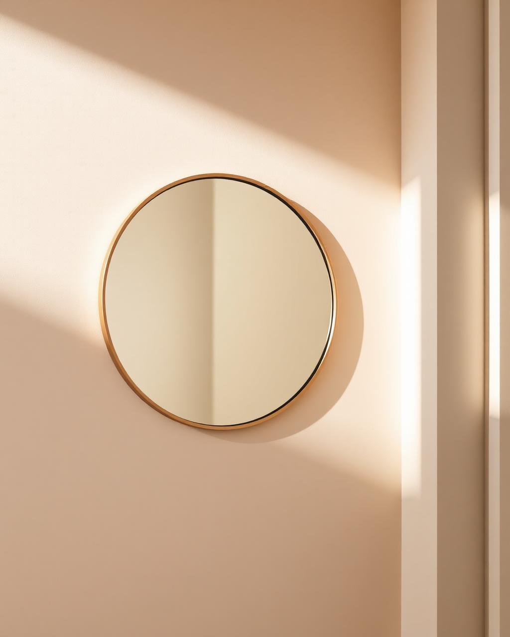 Meridian round brushed gold wall mirror