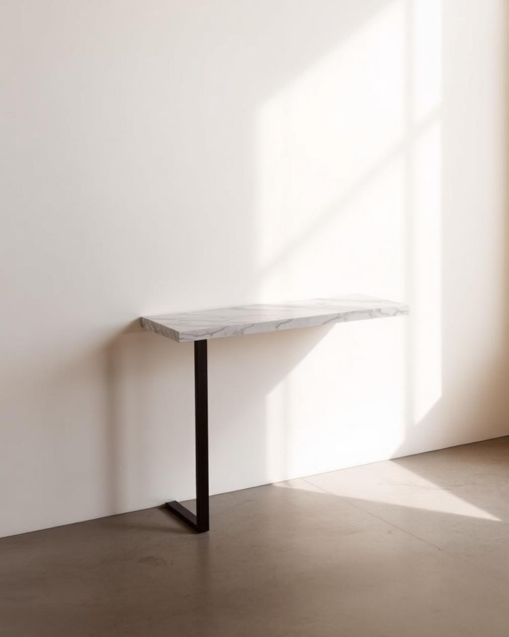 Palazzo marble console table against a plaster wall