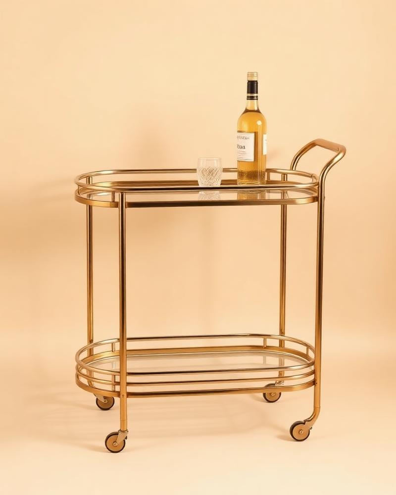 Provence two-tier brass and glass bar cart