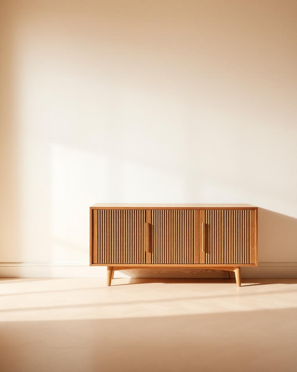 Riviera oak credenza with fluted doors