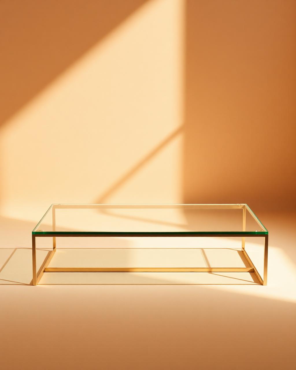 Vesta glass and brass rectangular coffee table